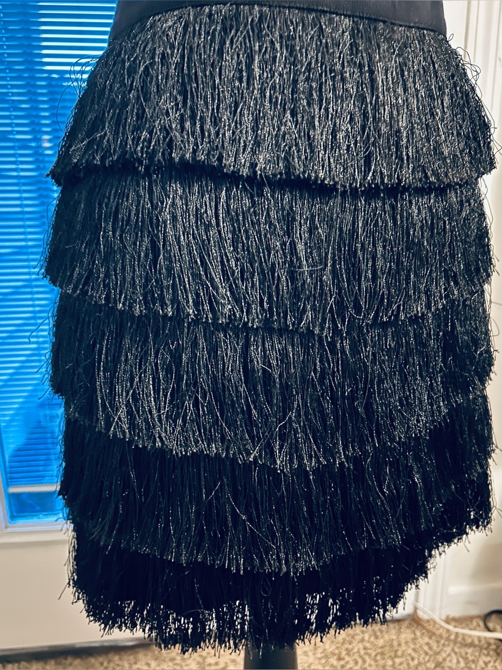 Club Monaco Hand Made Black Tiered Fringe Skirt